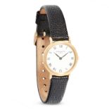 LADY'S GOLD WRISTWATCH, CALATRAVA, PATEK PHILIPPE the circular white enamel dial with black Roman