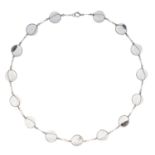 ANTIQUE ROCK CRYSTAL POOLS OF LIGHT NECKLACE in silver, formed of fifteen polished rock crystal