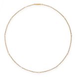 ANTIQUE PEARL CHAIN NECKLACE in 15ct yellow gold, formed of a fine belcher link chain spaced with