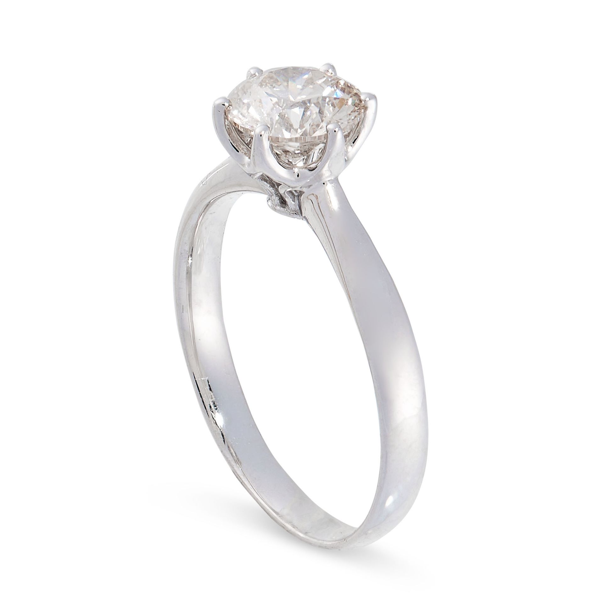 SOLITAIRE DIAMOND ENGAGEMENT RING in 18ct white gold, set with a round cut diamond of 1.18 carats, - Bild 2 aus 2