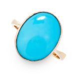 TURQUOISE RING in yellow gold, set with an oval turquoise cabochon, stamped 9CT, size L / 5.5, 3.