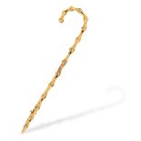 ANTIQUE GOLD SHEPHERD'S CROOK BROOCH in yellow gold, unmarked, 7.0cm, 4.1g.