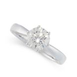 SOLITAIRE DIAMOND ENGAGEMENT RING in 18ct white gold, set with a round cut diamond of 1.18 carats,