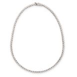 DIAMOND LINE NECKLACE in 18ct white gold, comprising of a single row of round cut diamonds totalling