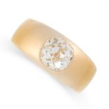 A DIAMOND GYPSY RING in yellow gold, the band set with an old cut diamond of 1.30 carats, no assay