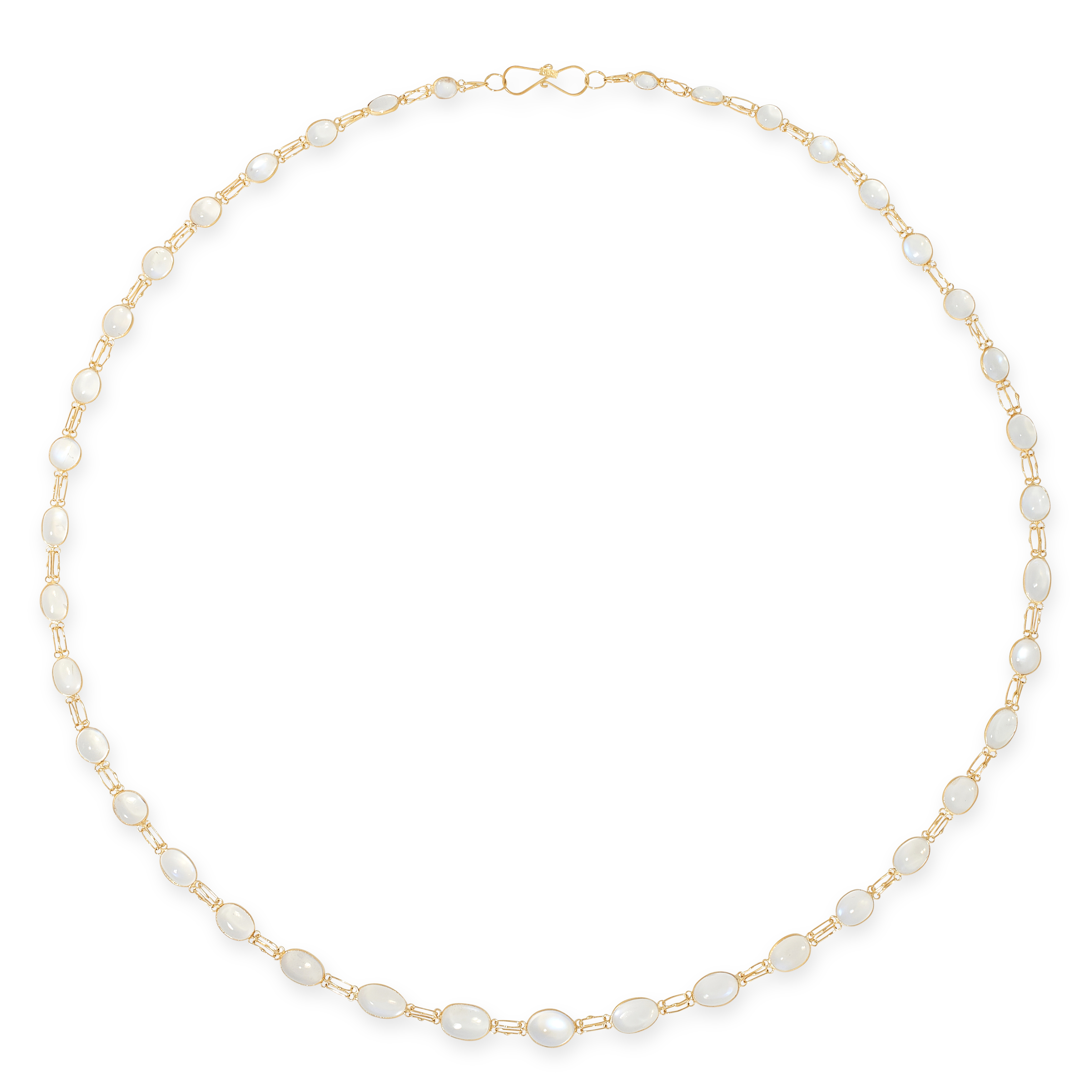 A MOONSTONE CHAIN NECKLACE comprising of a single row of cabochon moonstones between fine chain