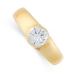 A VINTAGE DIAMOND GYPSY RING in 18ct yellow gold, set with a round cut diamond of 0.60 carats,