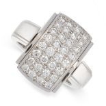A REVERSIBLE DIAMOND RING, MELLERIO in 18ct white gold, the central cushion shaped panel set to