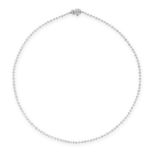 A DIAMOND CHAIN NECKLACE in 18ct white gold, formed of a single row of bezel set round cut diamonds,