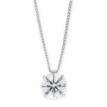 A SOLITAIRE DIAMOND PENDANT AND CHAIN set with a round cut diamond of 3.01 carats, full British