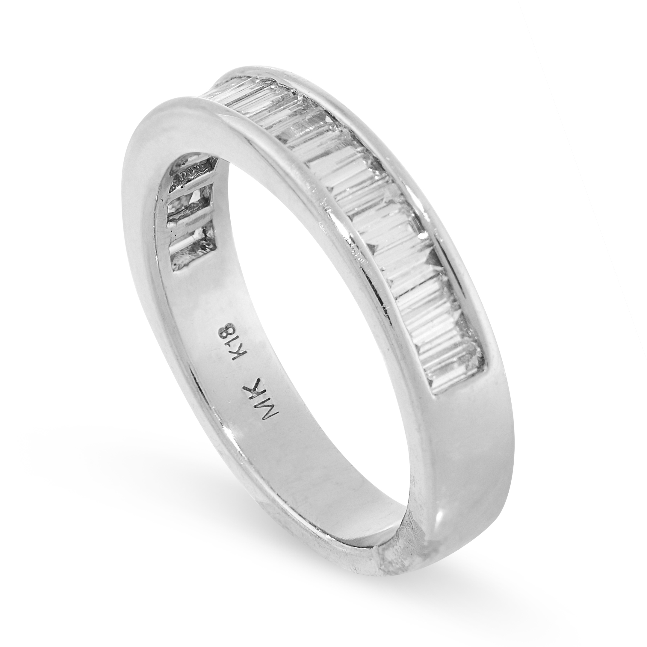 A DIAMOND ETERNITY RING in 18ct white gold, the band set half way around with a single row of - Image 2 of 2