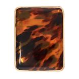 A VINTAGE TORTOISESHELL CIGARETTE CASE, ASPREY in 9ct yellow gold, formed of two pieces of