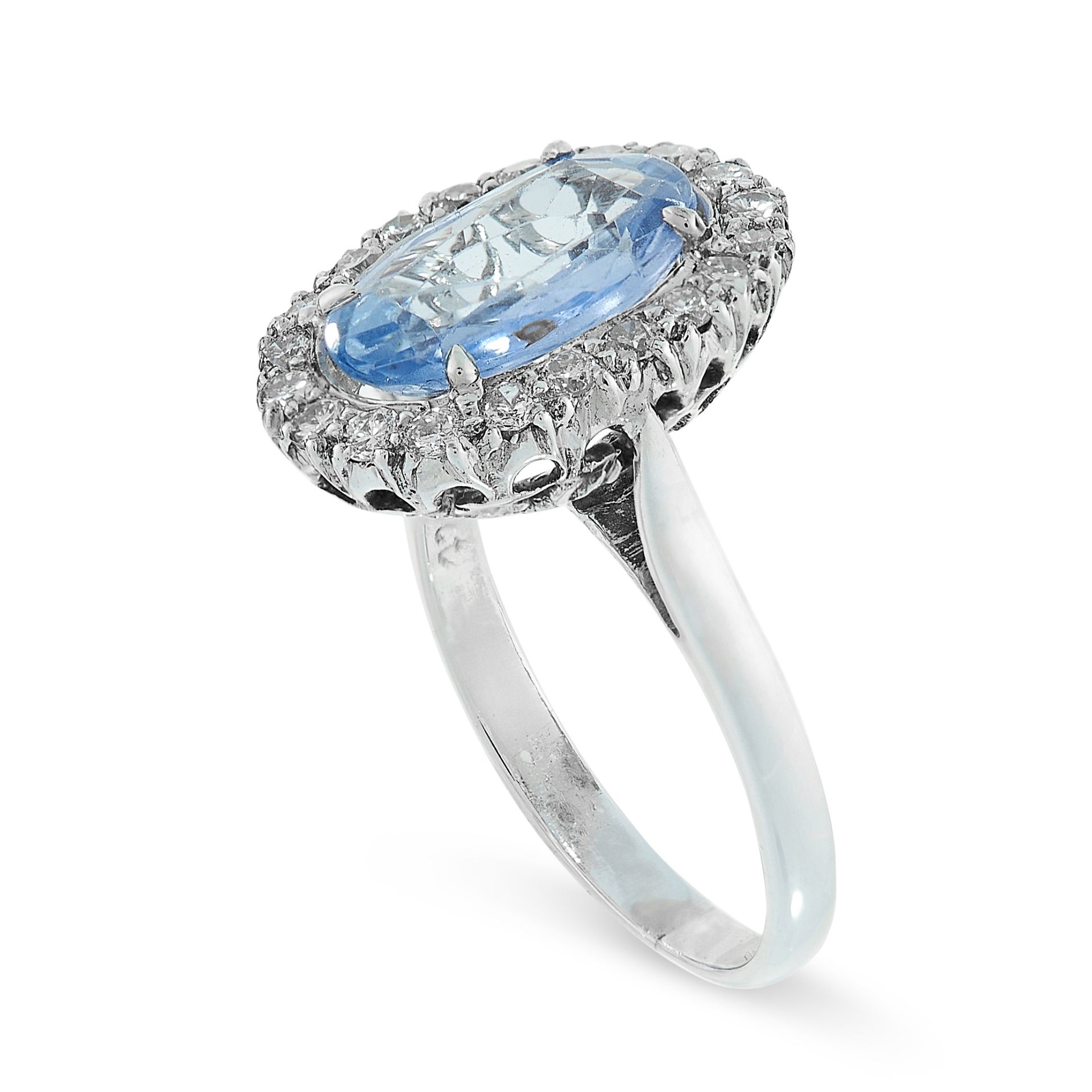 A CEYLON NO HEAT SAPPHIRE AND DIAMOND RING set with an oval cut sapphire of 2.72 carats in a - Image 2 of 2