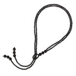 A JET BEAD NECKLACE comprising of a double row of jet beads ranging from 6.6mm-15.0mm, suspending