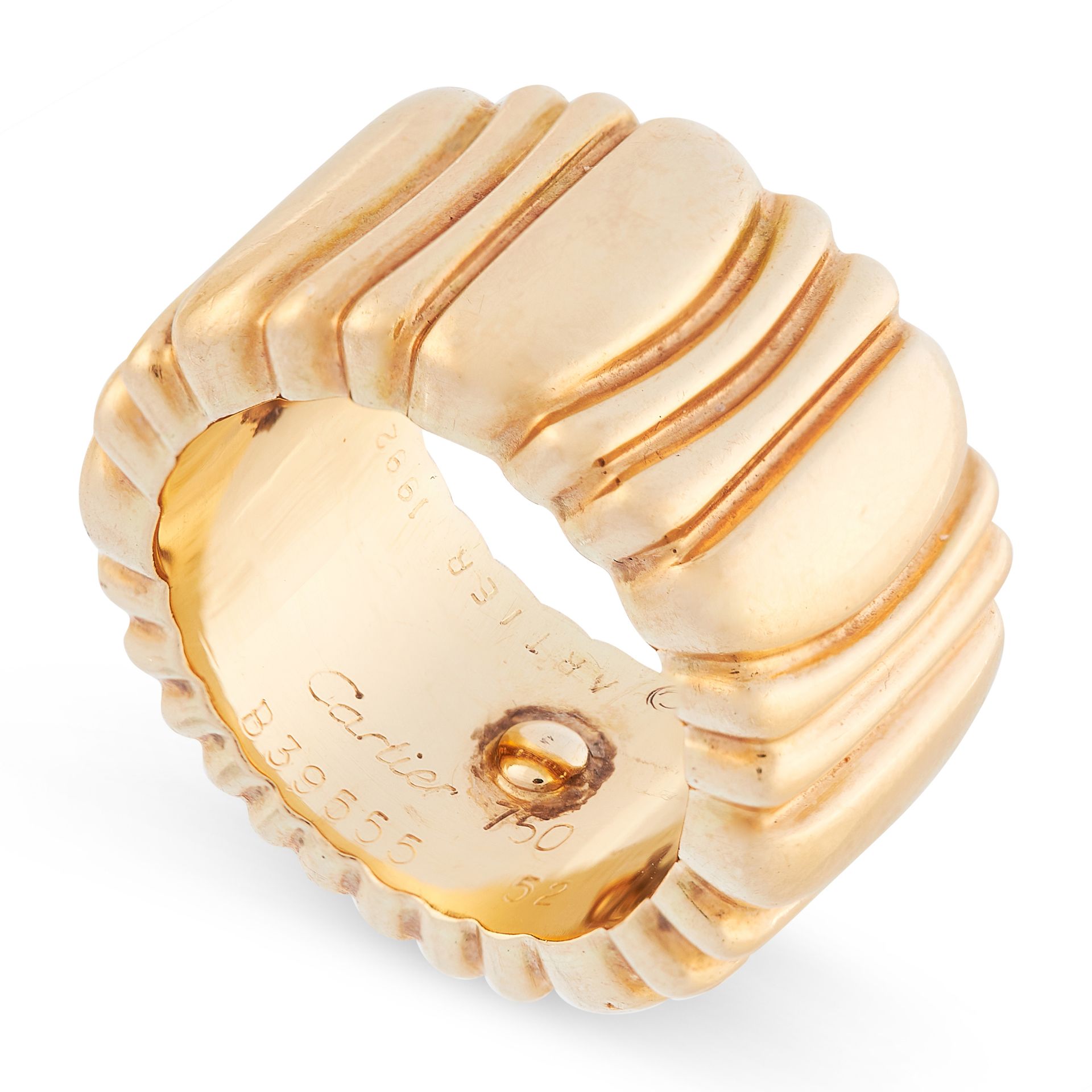 A CASQUE D'OR BAND RING, CARTIER, 1992 in 18ct yellow gold, the band of stylised reeded design, - Image 2 of 2