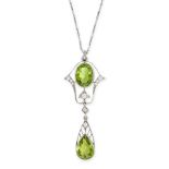 A BELLE EPOQUE PERIDOT AND DIAMOND PENDANT NECKLACE, BLACK, STARR & FROST, EARLY 20TH CENTURY in