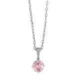 A NATURAL FANCY INTENSE PURPLISH PINK DIAMOND PENDANT in 18ct white gold, set with a round cut fancy