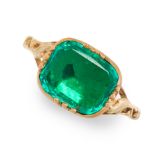 AN EMERALD RING 19th century and later, in yellow gold, the ring a modern conversion from an antique