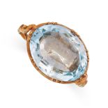 AN AQUAMARINE DRESS RING 19th century and later, in yellow gold, the ring a modern conversion from