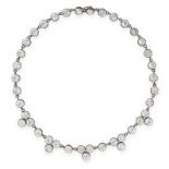 AN ANTIQUE PASTE DIAMOND RIVIERE NECKLACE comprising a single row of old cut white paste