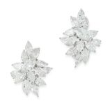 A PAIR OF DIAMOND EARRINGS each set with a principal marquise cut diamond of 1.02 and 1.00 carats,