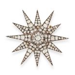 AN ANTIQUE DIAMOND STAR BROOCH / PENDANT, 19TH CENTURY in yellow gold and silver, designed as a star