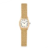 A TORTUE WRIST WATCH, CARTIER in 18ct yellow gold, 26mm case, white dial, Roman numeral hour