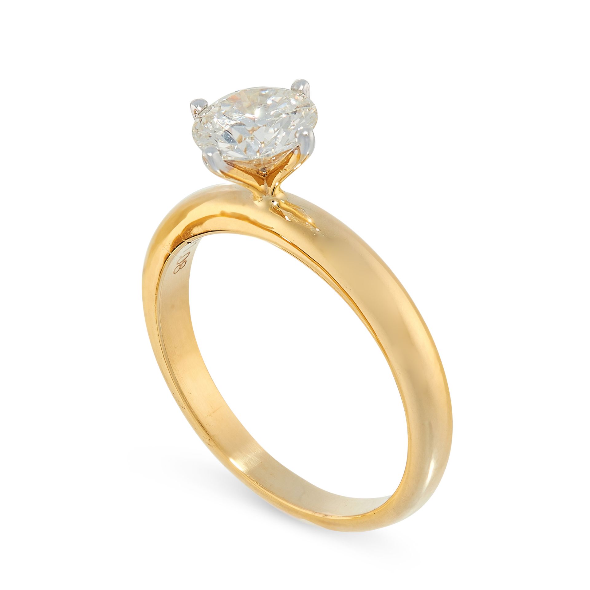 A SOLITAIRE DIAMOND ENGAGEMENT RING in 18ct yellow gold, set with a round cut diamond of 1.08 - Image 2 of 2