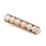AN ANTIQUE PEARL ETERNITY RING, 19TH CENTURY in yellow gold, the band set all around with a single
