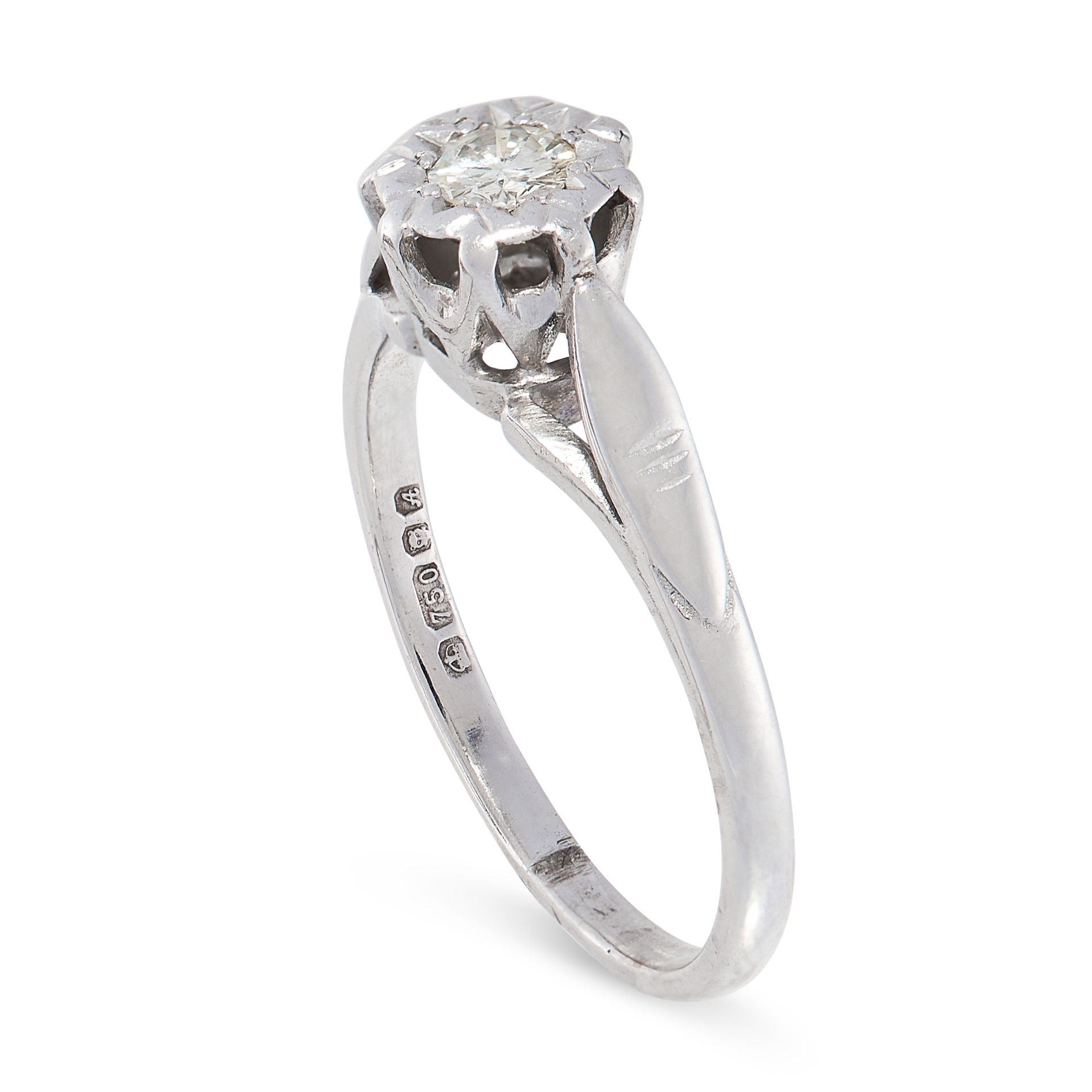 A DIAMOND SOLITAIRE RING in 18ct white gold, set with a round cut diamonds, British hallmarks, - Image 2 of 2