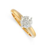 A SOLITAIRE DIAMOND ENGAGEMENT RING in 18ct yellow gold, set with a round cut diamond of 1.08