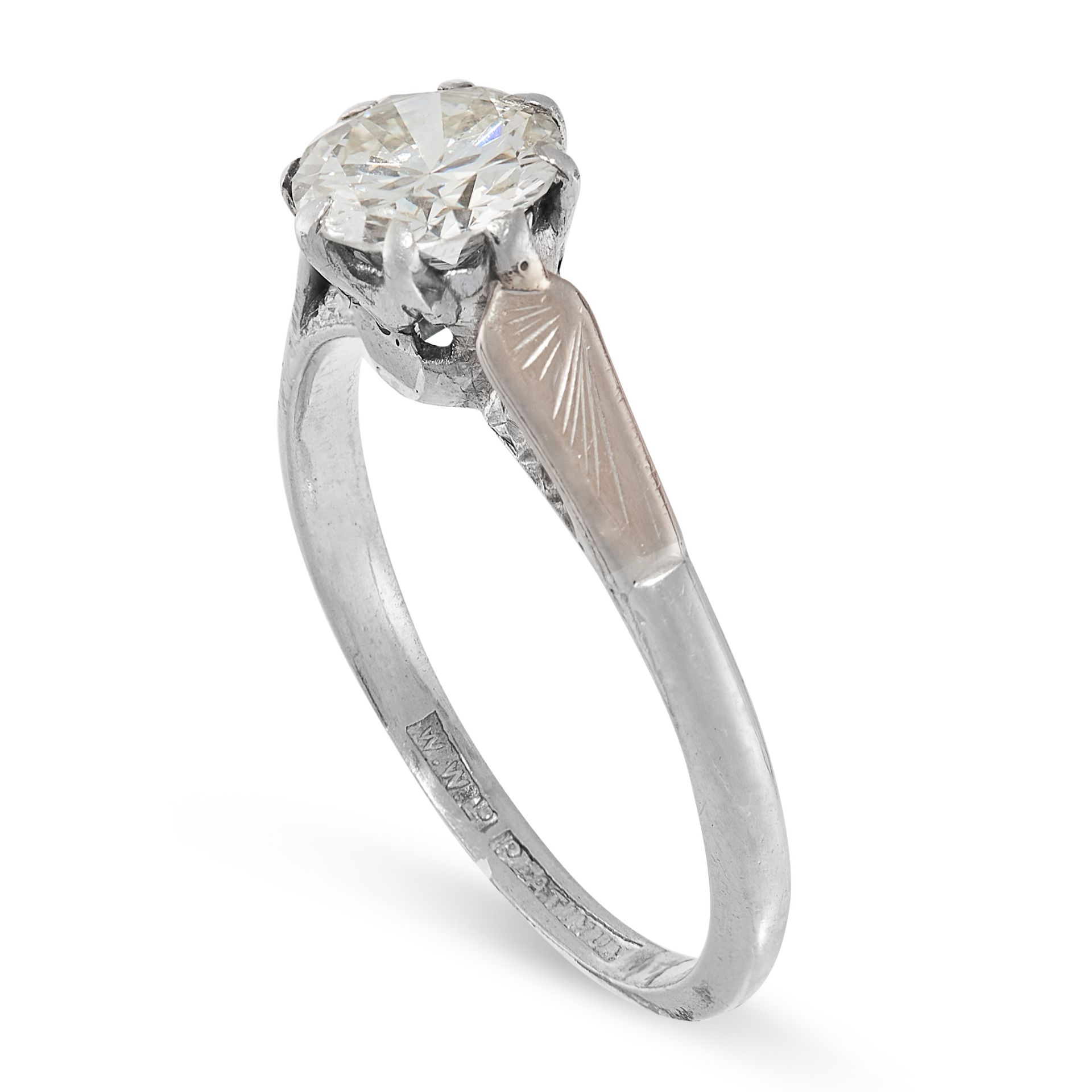 A SOLITAIRE DIAMOND ENGAGEMENT RING in platinum, set with a round cut diamond of 0.75 carats, - Bild 2 aus 2