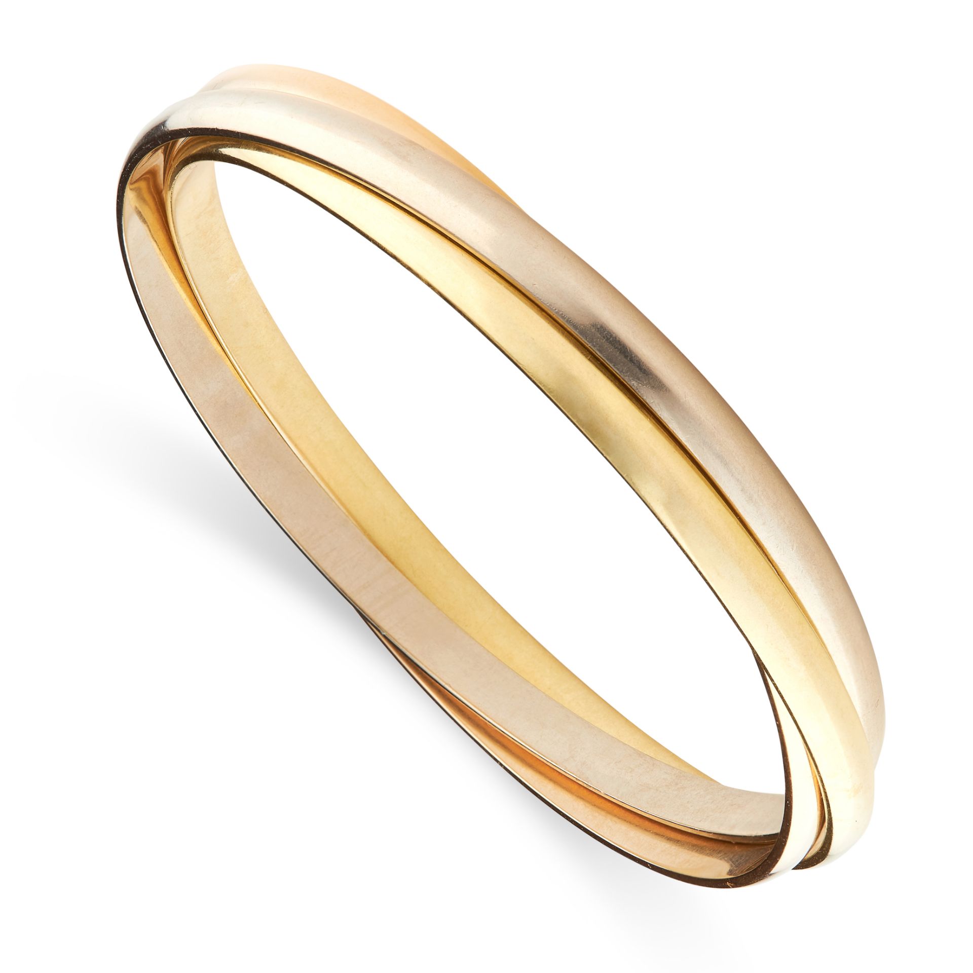 A TRINITY DE CARTIER BRACELET, CARTIER in 18ct yellow, white and rose gold, designed as a trio of