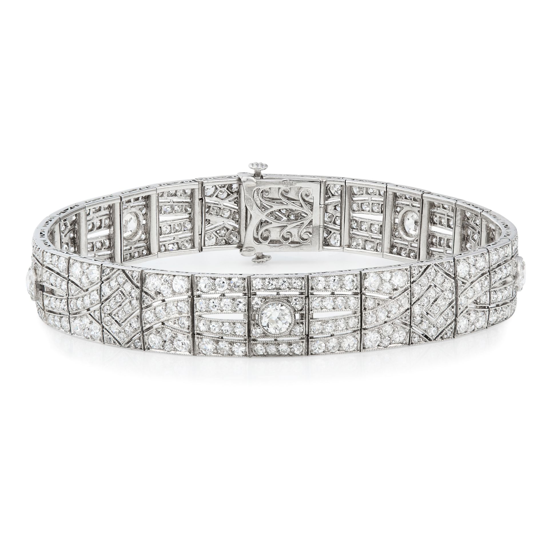 A FINE ART DECO DIAMOND BRACELET, TIFFANY & CO in platinum and 18ct white gold, of strap design, the - Image 2 of 2