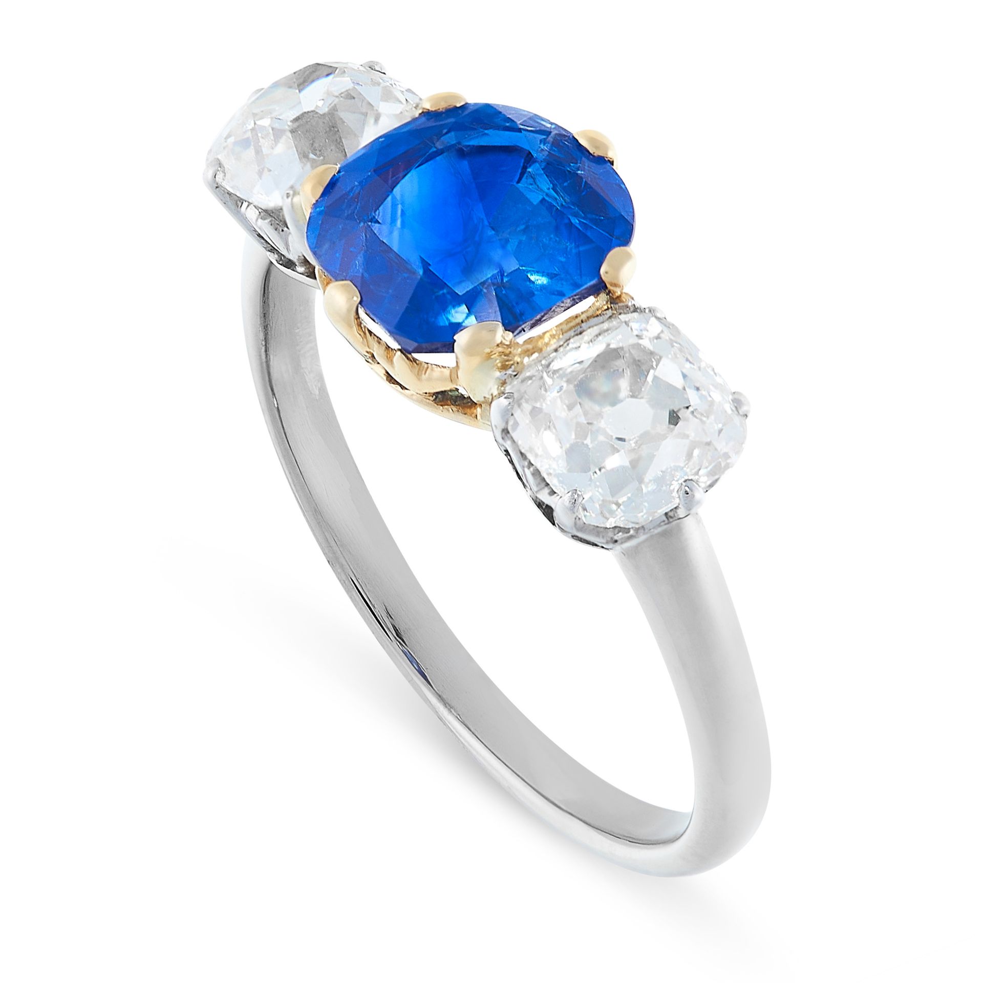 A FINE KASHMIR SAPPHIRE AND DIAMOND RING set with a cushion cut blue sapphire of 2.29 carats, - Image 2 of 2