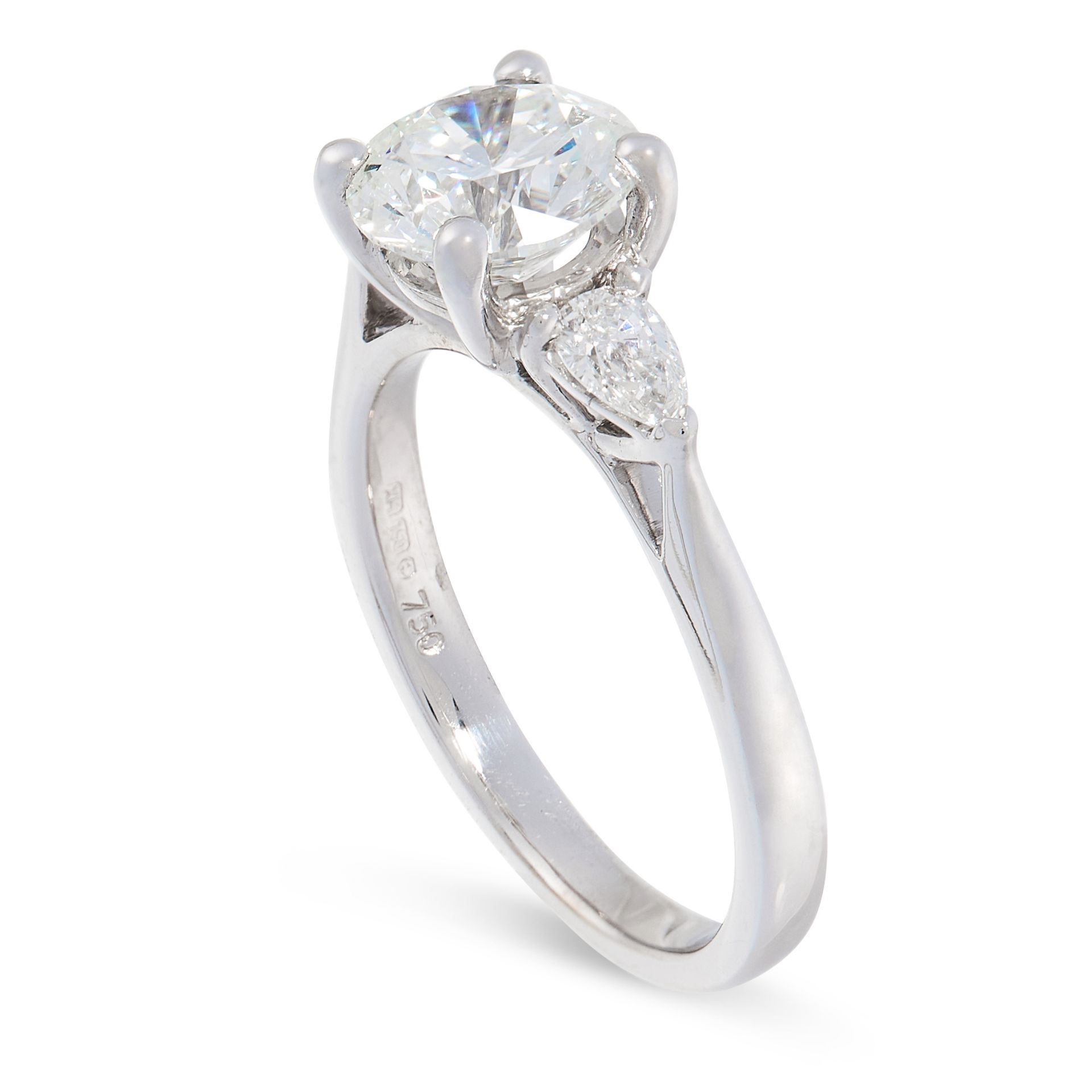 A SOLITAIRE DIAMOND ENGAGEMENT RING in 18ct white gold, set with a round cut diamond of 1.70 - Image 2 of 2