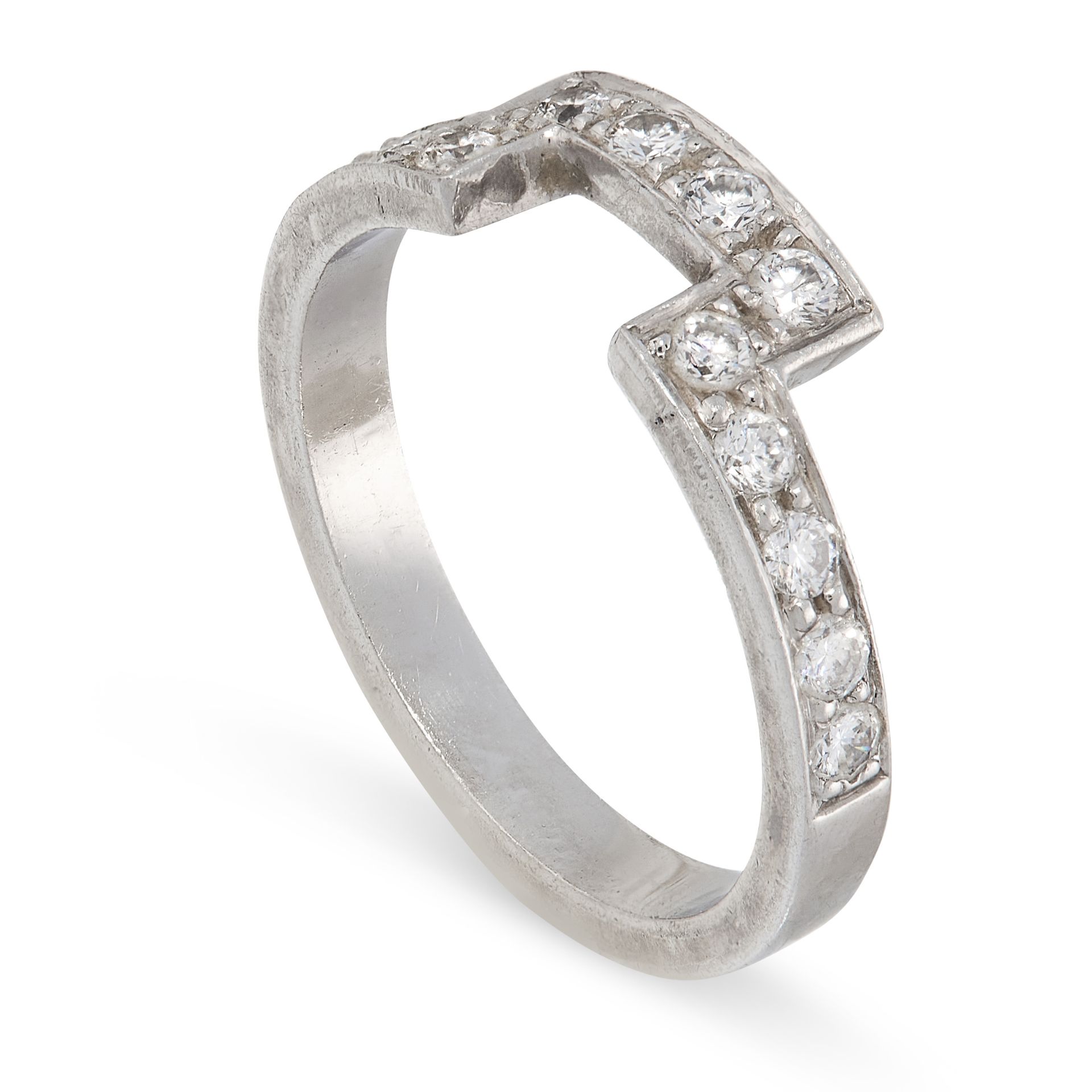 A DIAMOND ENGAGEMENT RING AND WEDDING BAND SET in platinum, the engagement ring set with an - Image 4 of 4