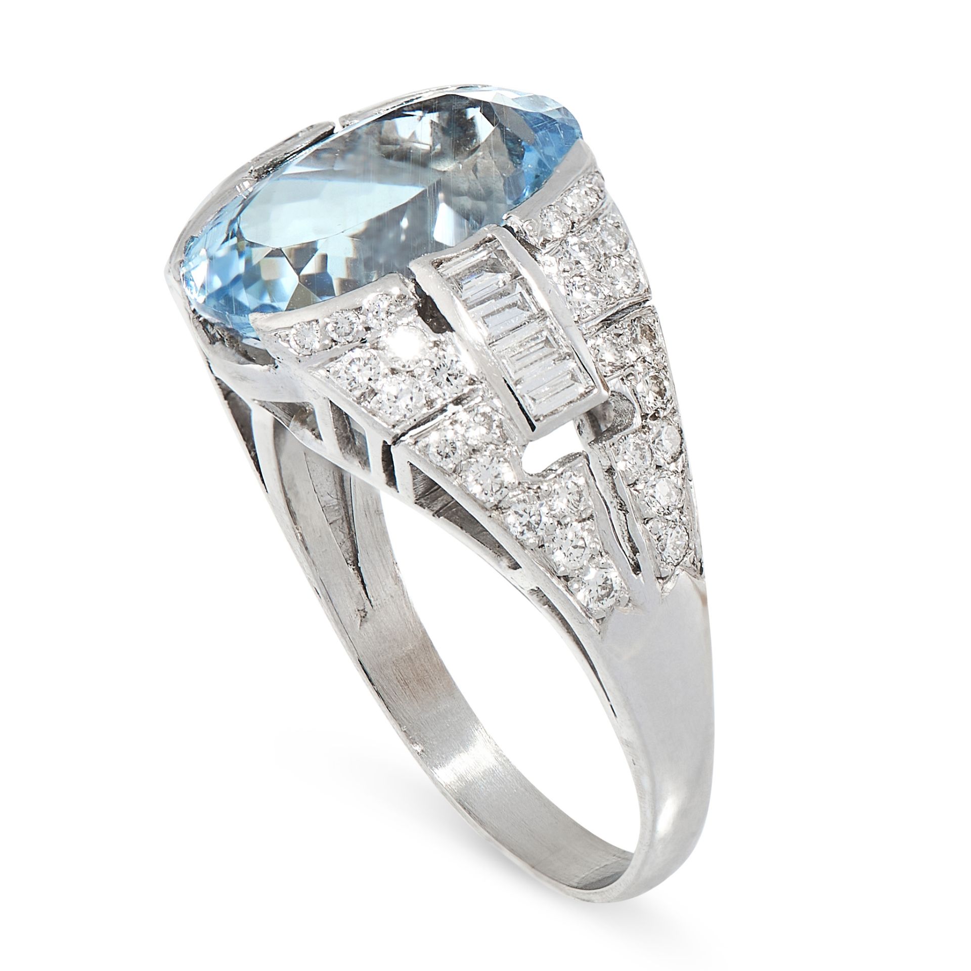 A PARAIBA TOURMLINE AND DIAMOND RING in platinum, set with a cushion cut paraiba tourmaline of 4. - Image 2 of 2