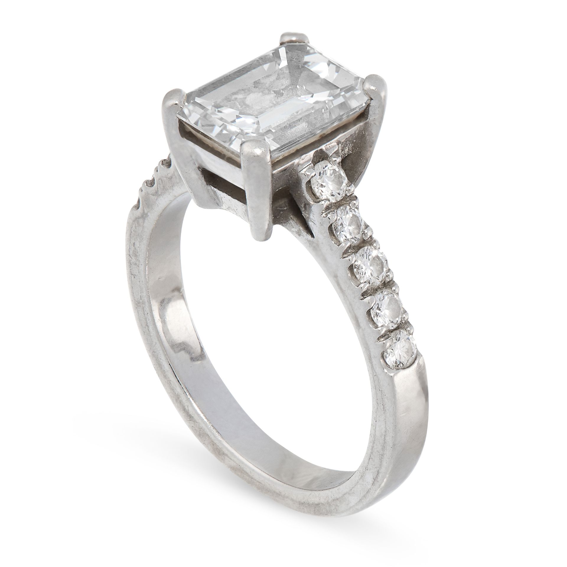 A DIAMOND ENGAGEMENT RING AND WEDDING BAND SET in platinum, the engagement ring set with an - Image 3 of 4