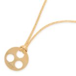 A GOLD PENDANT, DINH VAN in 18ct yellow gold, the circular body with pierced design to the centre,