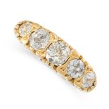 A DIAMOND FIVE STONE RING in 18ct yellow gold, set with five graduated old cut diamonds, all