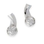 A PAIR OF DIAMOND EARRINGS in 18ct yellow gold, each set with round cut diamonds, stamped 750, 1.