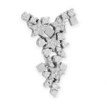 A DIAMOND PENDANT the articulated body set with star shaped clusters of round cut diamonds, accented