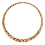 A VINTAGE COLLAR NECKLACE, BOUCHERON in 18ct yellow gold, the interlocking circular links accented