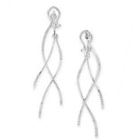 A PAIR OF DIAMOND DROP EARRINGS the articulated bodies set with round cut diamonds, stamped 750, 7.