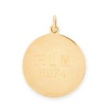 A VINTAGE DISC PENDANT, CARTIER, 1973 in 18ct yellow gold, the circular body engraved to one side '