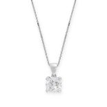 A SOLITAIRE DIAMOND PENDANT AND CHAIN in 18ct white gold, set with a round cut diamond of 1.00
