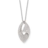 A DIAMOND PENDANT AND CHAIN the body pave set with round cut diamonds, on fine link chain, pendant