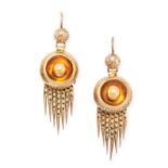 A PAIR OF ANTIQUE TASSEL EARRINGS, 19TH CENTURY in yellow gold, in the Etruscan revival manner,