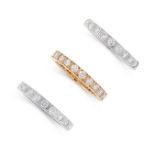 A SET OF THREE DIAMOND ETERNITY RINGS, CARTIER in 18ct yellow and white gold, each three-quarter set